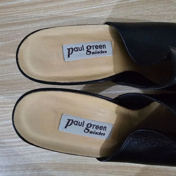 Paul Green Munchen Mule Heel Womens Shoe Black Leather Open Toe UK Size 7 - Picture 10 of 14